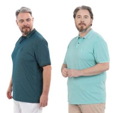 Imagem de Kit 2 Camisa Polo Masculina Plus Size Piquet Viscose Dry-Masculino
