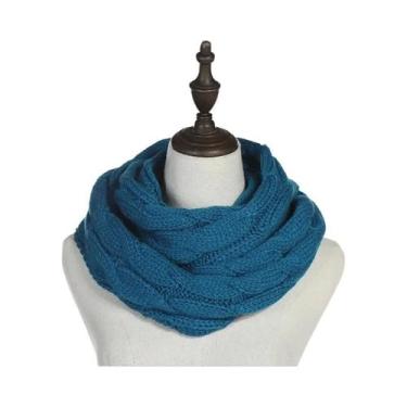 Imagem de Cachecol Feminino De Lã Tricotado Em Cabo De Cor Sólida, Gola Cowl, Ca