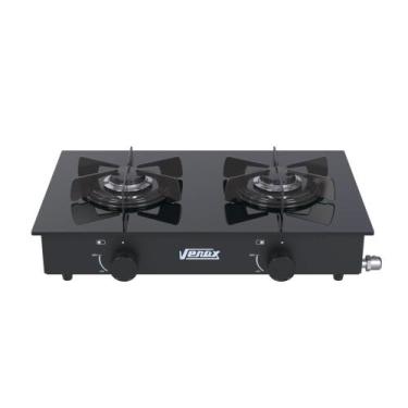 Imagem de Fogao de mesa 2 bocas venax flamalar vitreo preto fosco gas glp 23110