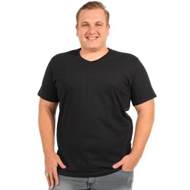 Imagem de Camiseta Plus Size Anistia Masculina Decote V Algodão Preta, Preto, G1