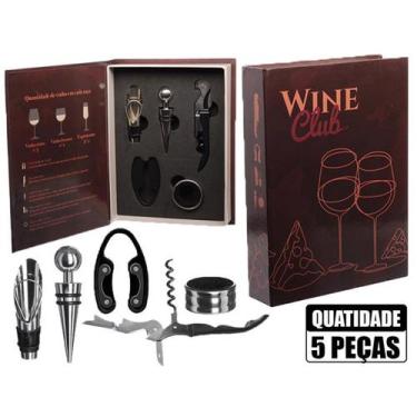 Imagem de Kit Vinho Para Presente Com Abridor Saca Rolhas Tampa Dosador Tipo Liv