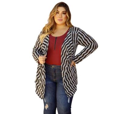Imagem de Kimono Plus Size Tricot Zigue Zague - anna, Off, Único