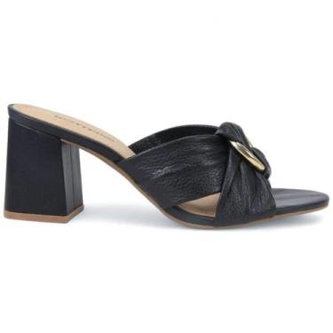 Imagem de Tamanco Bottero Salto Bloco Couro 373702 Feminino, 35, Preto, Ouro