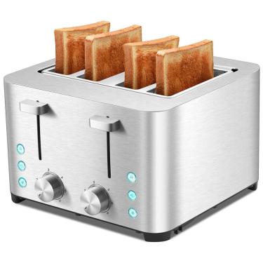 Imagem de Torradeira de 4 Fatias 6 Configurações, 1500W, Aço Inoxidável, 110v, BBDAY, Prateado