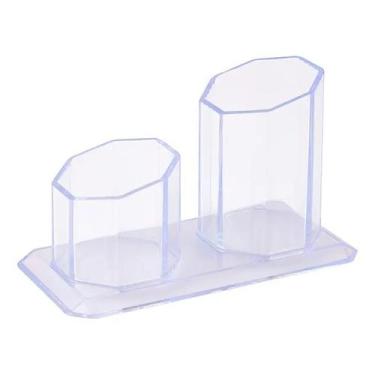 Imagem de Porta Canetas E Clips 2 Em 1 15cm X 7,5cm X 8,5cm Maxcril Cor Cristal