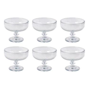 Imagem de Conjunto de 6 Taças de Sobremesa com Listras 350 ml - MOR