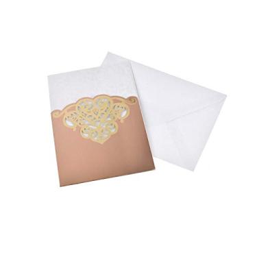 Imagem de Homeford Design de coração com corte a laser retangular com padrão de renda, 19 cm (ouro rosa)