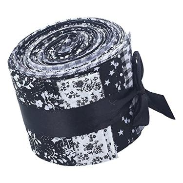 Imagem de shamjina 20 pacotes de 2,4 polegadas Jelly Roll tiras florais para colcha de retalhos suprimentos de para roupas faça você, PRETO