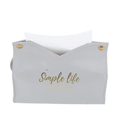 Imagem de Recipiente de guardanapos doméstico, saco de tecido doméstico PU couro impermeável para quarto banheiro para escritório doméstico para decoração artística(cinza)