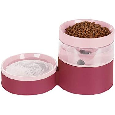 Imagem de Tigelas duplas para cães e gatos – Alimentador automático 2 em 1, dispensador de água removível por gravidade e tigela de comida para gatos/filhotes, design atualizado antivômito elevado para gatos - (vermelho)