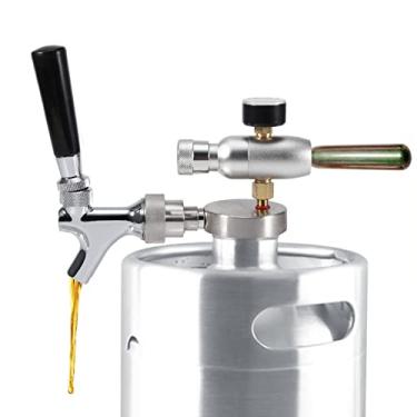 Imagem de torneira de barril de cerveja de aço inoxidável para mini barril de cerveja 2L/3.6L/4L,Regulador de CO2, regulador de CO2, haste de aço inoxidável torneira de cerveja Fco2 tanque regulador de co2 torneira de cerveja
