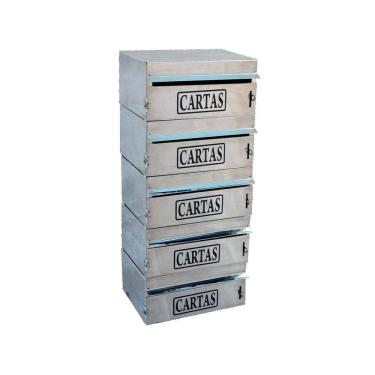 Imagem de Caixa Correio Condomínio Frontal Para Muro Inox 5 Módulos