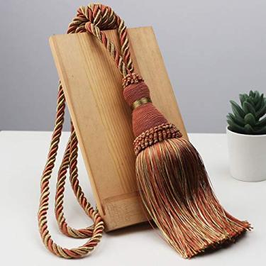 Imagem de peças borlas cortina tieback decoração de casa suporte de cortina fivela corda cortina penduradas bolas para sala de estar quarto acessórios, laranja