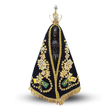 Imagem de Imagem Nossa Senhora Aparecida Em Resina Com Manto E Coroa 36cm Imagem Original Facsimile Delicada Traços finos Altamente detalhada Manto bordado