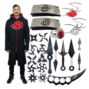 Naruto Akatsuki Cloak Anime Cosplay Costume Set Halloween Cosplay Longo  Cloak