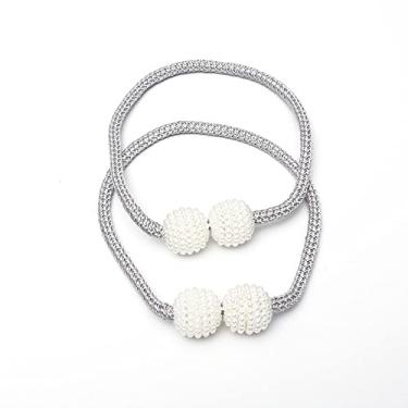 Imagem de Cinta de pérola ímã fivela fivela gancho fivela de corda decorativa fivela de cortina luz luxo acessórios cinto de gravata cordas tiebacks de cortina, T7,4 pcs