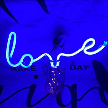 Imagem de QiaoFei Placa de letreiro decorativa de LED Love Art Neon Love Kids presente para sala de parede, casamento, bar, pub, hotel, praia recreativa (azul)