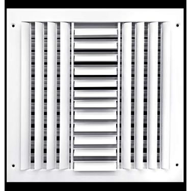 Imagem de 15,24 cm x 15,24 cm – Ventilação de ar em 3 vias – Lâminas curvas de alumínio ajustáveis – Fluxo de ar máximo – Grelha HVAC