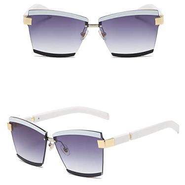 Imagem de Óculos de Sol Retângulo Sem Aro Feminino Retrô Grande Gradiente Preto Óculos de Sol Feminino Óculos Quadrados Sem Armação Óculos, 5, Tamanho Único