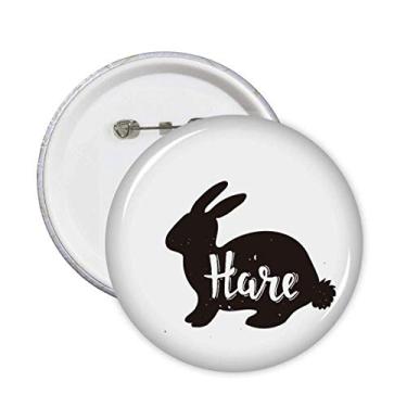 Imagem de Alfinetes de animais em preto e branco com lebre e botão de emblema para decoração 5 peças