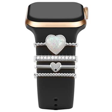 Imagem de ALMNVO Watch Band Charm para Apple watch 49/45/41/38/40/42/44mm,Jewelry Charms para iWatch Band Series 8/7/6/5/4/3/SE/Ultra,Bling Metal- Anéis-Loops decorativos para pulseira de relógio Samsung Galaxy