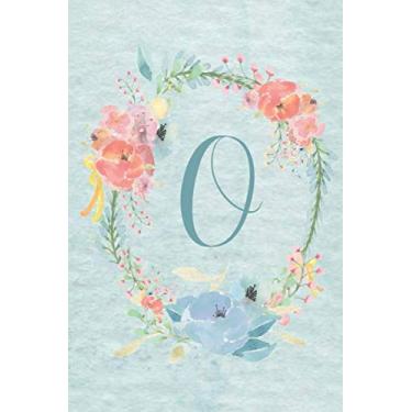 Imagem de Notebook 6”x9” - Initial O - Light Blue and Pink Floral Design: College ruled notebook with initials/monogram - alphabet series.