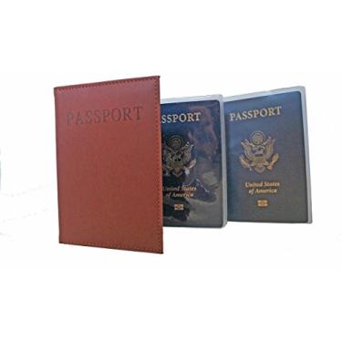 Imagem de Capa protetora de passaporte de plástico para privacidade. 3 peças em couro, fosco e transparente
