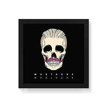 Imagem de Arte Maníacos Quadro Decorativo Caveira Mustache Preta - 50x50cm (Moldura em laca preta)