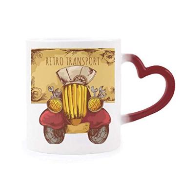 Imagem de Caneca de grés com desenho animado retrô vintage para transporte de carro Grã-Bretanha, Reino Unido sensível ao calor mudança de cor vermelha