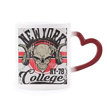 Imagem de Caneca New York indiana esqueleto motor totem sensível ao calor caneca vermelha muda de cor grés