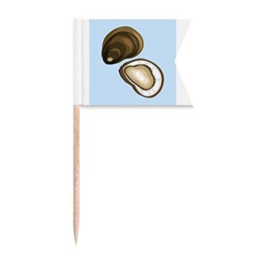 Imagem de Marisco Marisco Oyster Cowry Toothpick Flags Etiquetagem Marcação para Festa Bolo Comida Cheeseplate