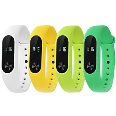 Imagem de Kit 4 pulseiras extras para MI BAND 2 (Branca/Amarela/Verde/Verde)