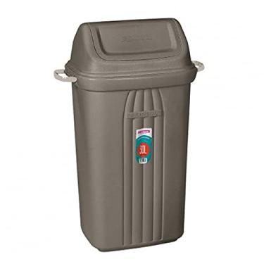 Imagem de Lixeira 30l Com Tampa Basculante Plástico Alças Cesto De Lixo Áreas Externas - SR283 Sanremo - Chumbo