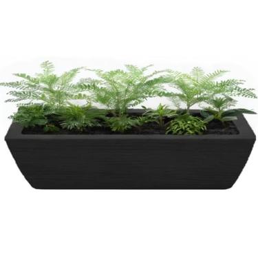 Imagem de vaso Jardineira Luxo grande floreira polietileno modelo grafiato limitar ambientes (PRETO)