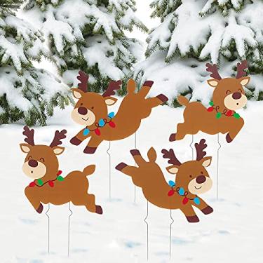 Imagem de Christmas Reindeer Yard Stakes - Party Decor - 4 Pieces