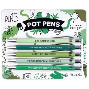 Imagem de Milktoast Brands Canetas Stoner engraçadas, conjunto de 5 peças, canetas engraçadas com frases para amigos, colegas de trabalho ou como um presente de piada, canetas ofensivas