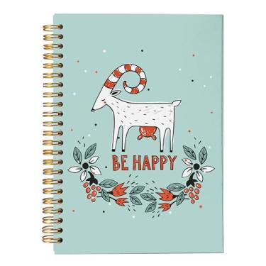 Imagem de VNWEK Caderno Be Happy Goat – Caderno fofo para mulheres e meninas, presentes de cabra, presentes de cabra para amantes de cabras, caderno espiral 14 x 21 cm, cadernos de escrita