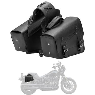 Imagem de KEMIMOTO Alforjes de motocicleta bolsas laterais de couro 12L compatíveis com Sportster 883 1200 Softail Low Rider S Cruiser Dyna V-star Shadow Vulcan Rebel