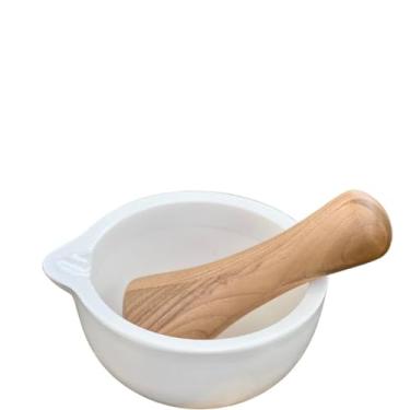 Imagem de Pilão De Cerâmica E Socador Madeira De Carvalho