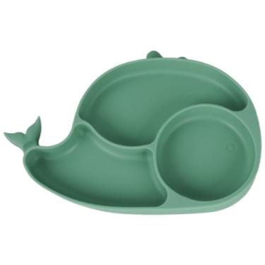 Imagem de Tigela Prato Silicone Baleia Infantil Bebê com Divisórias alimentação criança Introdução alimentar