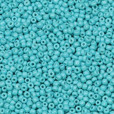 Imagem de LEECOON Contas de semente de cor azul claro de 2 mm 100 gramas cerca de 8800 peças tamanho 12/0 pequenas contas para fazer colar, pulseira, brinco, joias