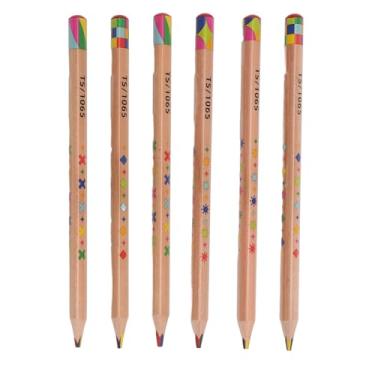 Imagem de 6 Peças de Lápis Arco-íris, Lápis de Cor Arco-íris 4 Cores Em 1 para Crianças, Materiais de Arte, Lápis de Colorir, Lápis Multicoloridos de Design Triangular para Desenho Artístico