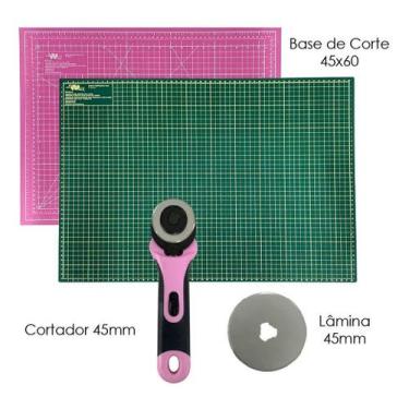 Imagem de Base Corte Patchwork 60x45 Verde Rosa Preta Cinza Cortador45 - Artmak