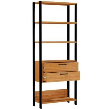 Imagem de Estante 5 Prateleiras 02 Gavetas Escritório Trend D03 185x73 cm Freijó
