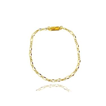 Imagem de Pulseira Masculina Semijoia Com Trava Banhado A Ouro Fecho Gaveta Presente Masculino Bracelete Dourado Tornozeleira Luxo