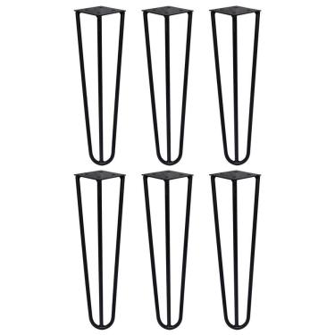 Imagem de Kit 6 Pés De Metal 30 Cm Mesa De Canto Rack E Puffs Preto