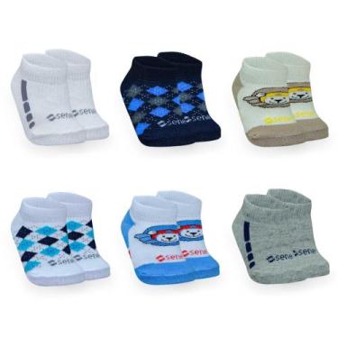 Imagem de Kit atacado 12 pares de meias de bebê em aldodão meia infantil menino 