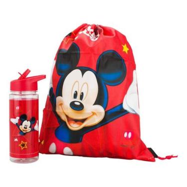 Imagem de Garrafa Plástico Mickey 450ml Mochila 30x43cm Disney