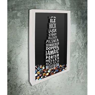 Imagem de Quadro Porta Tampinhas Tipos de Cerveja Garrafa - Quadro Novo, 30x40, 
