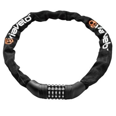 Imagem de Via Velo Cadeado de corrente de bicicleta, combinação reinicializável de 5 dígitos, trava de bicicleta resistente anti-roubo, travas de segurança de 2,95 pés para scooter, motocicleta, portão, cerca,